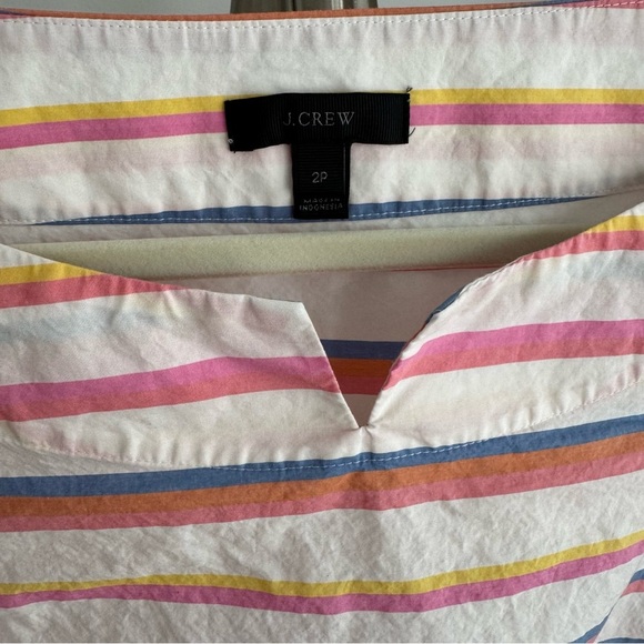 J. Crew Cinched Waist Cropped Sorbet Stripe Cotton Top Size 2P - Picture 7 of 8